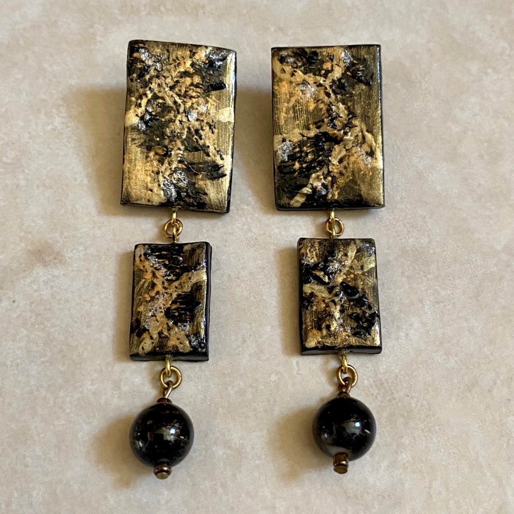 Vintage Gold Artisan Statement Earrings